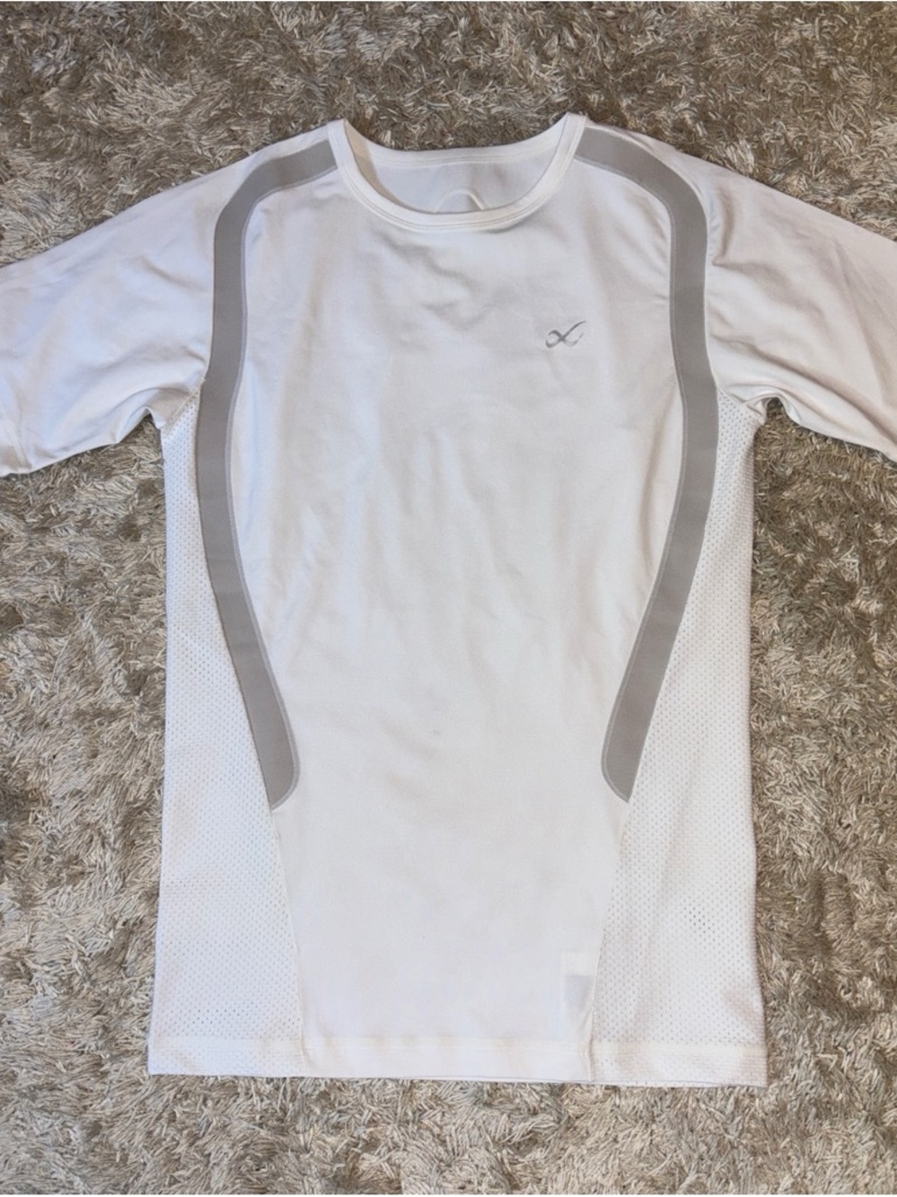 CW-X White Short Sleeve Performance Tee with Gray Accents